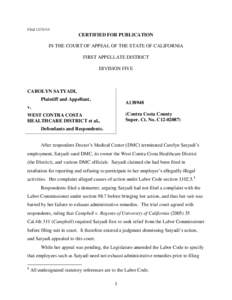FiledCERTIFIED FOR PUBLICATION IN THE COURT OF APPEAL OF THE STATE OF CALIFORNIA FIRST APPELLATE DISTRICT DIVISION FIVE