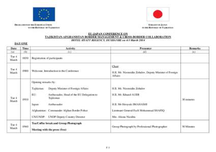 DELEGATION OF THE EUROPEAN UNION TO THE REPUBLIC OF TAJIKISTAN EMBASSY OF JAPAN IN THE REPUBLIC OF TAJIKISTAN
