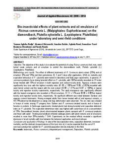 Tounou et al. J. Appl. Biosci[removed]Bio-insecticidal effects of plant extracts and oil emulsions of R. communis on the diamondback moth