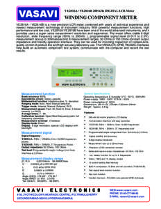 VASAVI  VE2816A / VE2816B 200 KHz DIGITAL LCR Meter WINDING COMPONENT METER