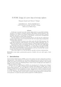F-FCSR: design of a new class of stream ciphers Fran¸cois Arnault and Thierry P. Berger [removed] [removed]