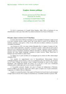 http://www.asmp.fr - Académie des sciences morales et politiques  Senghor, homme politique