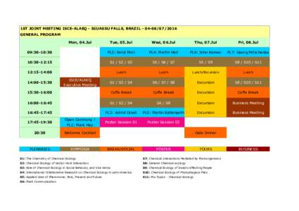 1ST JOINT MEETING ISCE-ALAEQ - IGUASSU FALLS, BRAZILGENERAL PROGRAM Mon, 04.Jul Tue, 05.Jul