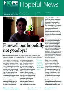 Hopeful News News, events, dates and all things Hopeful! Issue 23	 Autumn 2013