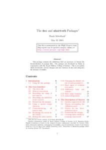 The doc and shortvrb Packages∗ Frank Mittelbach† May 12, 2015 This file is maintained by the LATEX Project team. Bug reports can be opened (category latex) at http://latex-project.org/bugs.html.