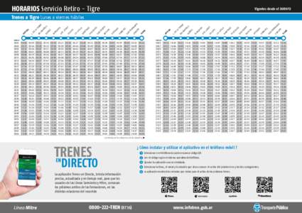 HORARIOS Servicio Retiro - Tigre  Vigentes desde el[removed]