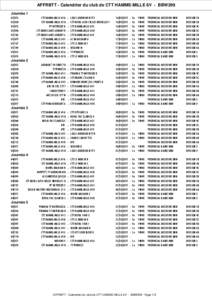 AFFRBTT - Calendrier du club de CTT HAMME-MILLE 6V - BBW299 Journée[removed]CTT HAMME-MILLE 6V A[removed]CTT HAMME-MILLE 6V B