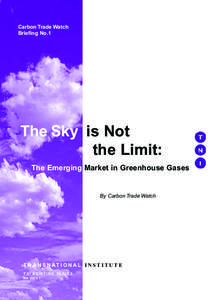 Carbon Trade Watch Briefing No.1 The Sky is Not the Limit: The Emerging Market in Greenhouse Gases