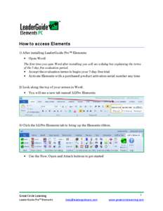Getting Started with LeaderGuide Pro Elements for the PC