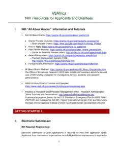 National Institutes of Health / Grant / Center for Scientific Review / Federal grants in the United States / National Institute of Allergy and Infectious Diseases / Principal investigator