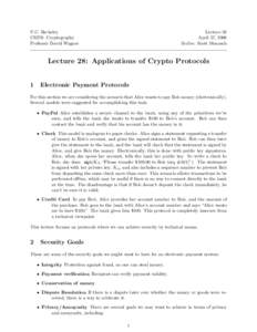 Banking / Cryptographic protocols / Blind signature / Anonymity / Cheque / Money supply / RSA / United States dollar / Alice and Bob / Cryptography / Public-key cryptography / Financial cryptography