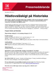 Pressmeddelande StockholmHöstlovsläskigt på Historiska Möt monster, vidunder och heliga helgon från medeltiden. Följ med på spännande visningar, få en ansiktsmålning och färglägg ett ”kyrkfönst