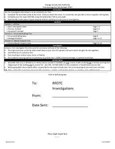 Orange County Fire Authority Fire Investigation Worksheet FIW In ruc ion The Fire Investigation Worksheet is to be utilized for ALL fires.  Complete the worksheet while at the scene. Once you leave the scene, it is so