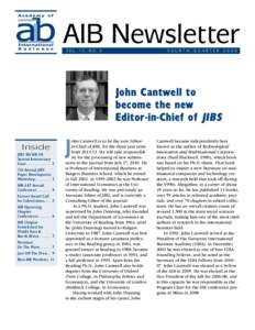 AIB Newsletter Vol. 15, No. 4 Fourth  Quarter