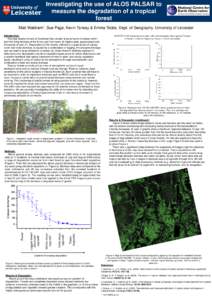Investigating the use of ALOS PALSAR to measure the degradation of a tropical forest Matt Waldram*, Sue Page, Kevin Tansey & Emma Tebbs. Dept. of Geography, University of Leicester Introduction; The peat swamp forests of