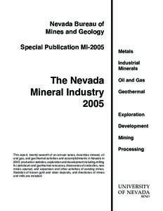 Nevada Bureau of Mines and Geology Special Publication MI-2005 Metals Industrial