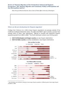 Review  of “Hispan nic Migratio on in New D  Destination ns: National and Regio onal 