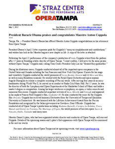 Anton Coppola / Opera Tampa / Coppola / Angela Gheorghiu / University of Tampa / Tampa /  Florida / Coppola family / Opera / Florida