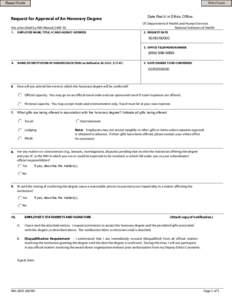 Reset Form  Print Form Request for Approval of An Honorary Degree