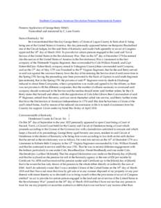 Southern Campaign American Revolution Pension Statements & Rosters Pension Application of George Berry S36411 Transcribed and annotated by C. Leon Harris State of Kentucky Sct Be it remembered that this day George Berry 