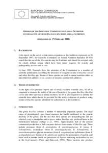 EUROPEAN COMMISSION HEALTH & CONSUMER PROTECTION DIRECTORATE-GENERAL Directorate B - Scientific Health Opinions Unit B3 - Management of scientific committees II  OPINION OF THE SCIENTIFIC COMMITTEE ON ANIMAL NUTRITION