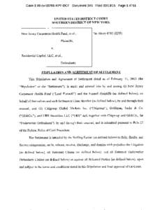 New Jersey Carpenters Health Fund , et al. v. Residential Capital, LLC, et al. 08-CV[removed]Stipulation and Agreement of Settlement