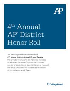 4 Annual AP District Honor Roll th  ®
