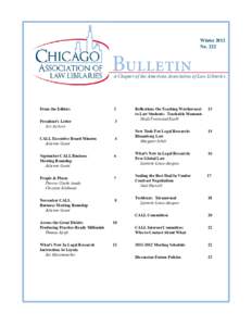 Bulletin  Winter 2012 No[removed]A Chapter of the American Association of Law Libraries