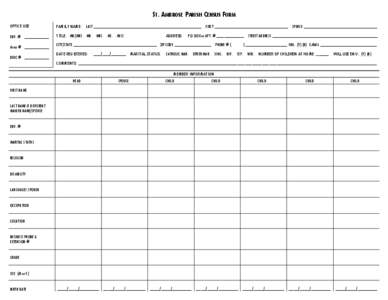 ST. AMBROSE PARISH CENSUS FORM OFFICE USE