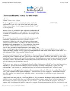 Print Article: Listen and learn: Music for the brain, 1:08 PM Print this article |