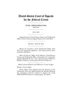 United States Court of Appeals for the Federal Circuit ______________________ IN RE: SIMON SHIAO TAM, Appellant