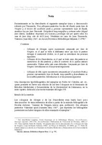 Nota sobre los Tres colloquios pastoriles, ... dos de Juan de Vergara y una de Lope de Rueda"