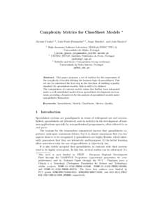 Complexity Metrics for ClassSheet Models  ? J´ acome Cunha1,2 , Jo˜