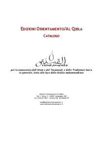 Edizioni Orientamento /Al Qibla - Catalogo dei Libri