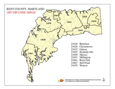 KENT COUNTY, MARYLAND 2007 ZIP CODE AREAS