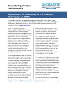    Technical Staffing and Guidance  Development at FDA    