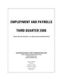 EMPLOYMENT AND PAYROLLS THIRD QUARTER 2006 