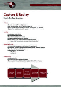 A Spirent Company  Capture & Replay Capture & Replay Empiric Test Case Generation