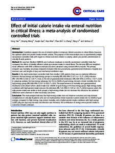 Effect of initial calorie intake via enteral nutrition in critical illness: a meta-analysis of randomised controlled trials