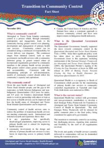 Transition to Community Control Fact Sheet