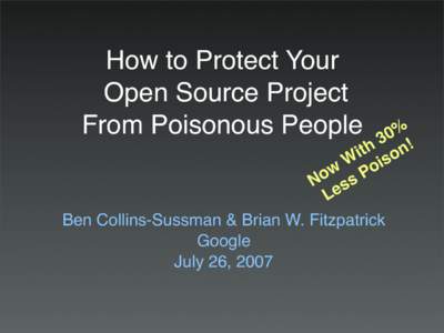How to Protect Your Open Source Project From Poisonous People % 0