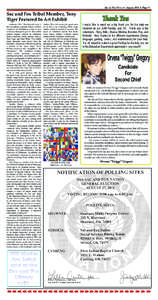 Sac & Fox News v August 2011 v Page 9  Sac and Fox Tribal Member, Tony Tiger Featured In Art Exhibit (Ardmore, OK) – The Goddard Center’s free art galleries currently feature a Native