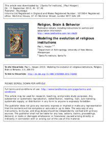 This article was downloaded by: [Santa Fe Institute], [Paul Hooper] On: 11 September 2012, At: 07:46 Publisher: Routledge