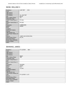 Montana Veterans of the Civil War Compiled by Cathryn Strombo  BANK, WILLIAM H Residence Color 1880 Census