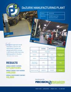 DeZURIK MANUFACTURING PLANT Location Sartell, MN  Description	410,000-square-foot