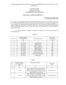 [TO BE PUBLISHED IN THE GAZETTE OF INDIA, EXTRAORDINARY, PART-II, SECTION-3, SUBSECTION (ii)] Government of India Ministry of Finance (Department of Revenue) (Central Board of Excise and Customs) Notification No