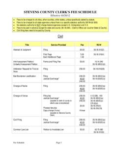 Microsoft Word - Stevens County Clerk Fee Schedule[removed]doc