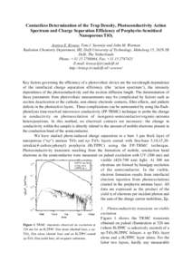 Contactless Determination of the Trap Density, Photoconductivity Action Spectrum and Charge Separation Efficiency of Porphyrin-Sensitized Nanoporous TiO2 Jessica E. Kroeze, Tom J. Savenije and John M. Warman Radiation Ch