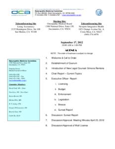 Naturopathic Medicine Committee PO Box[removed], West Sacramento, CA[removed]P[removed]F[removed] | www.naturopathic.ca.gov Teleconferencing Site Leung Accountacy