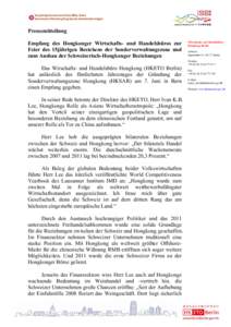 Hong Kong Economic and Trade Office, Berlin Government of the Hong Kong Special Administrative Region Pressemitteilung Empfang des Hongkonger Wirtschafts- und Handelsbüros zur Feier des 15jährigen Bestehens der Sonderv